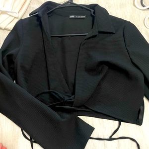 Open long sleeve crop top